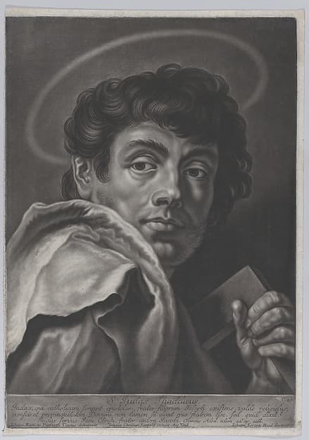 Saint Jude, head and shoulders, holding a square rule, by Johann Lorenz Haid