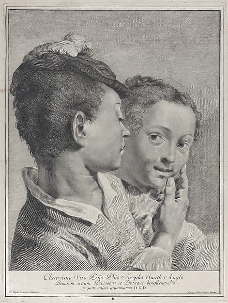 Plate 3: Boy with a hat touching the face of a girl, from "Icones ad vivum expressae", by Giovanni Cattini