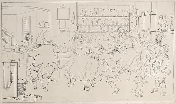 Quoe Genus in the Sports of the Kitchen, from "The History of Johnny Quoe Genus: the Little Foundling of the Late Doctor Syntax", by Thomas Rowlandson