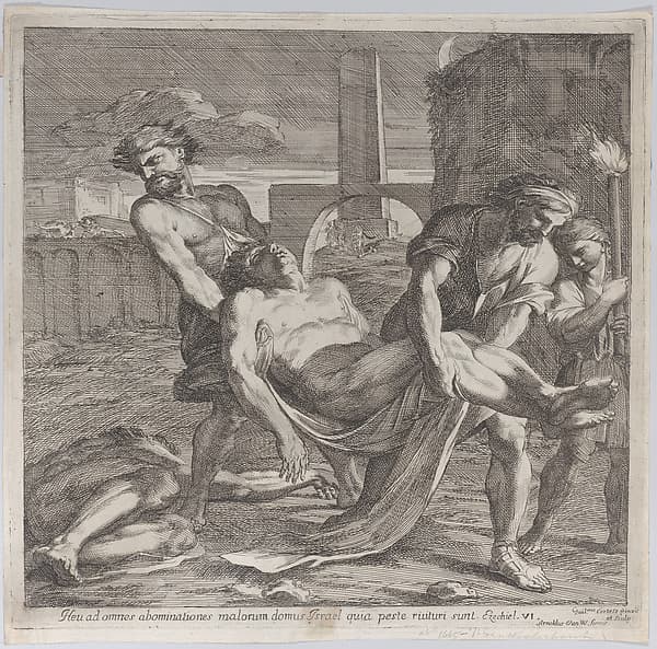 Abdon and Sennen carrying the early Christian martyrs off for burial, by Guillaume Courtois