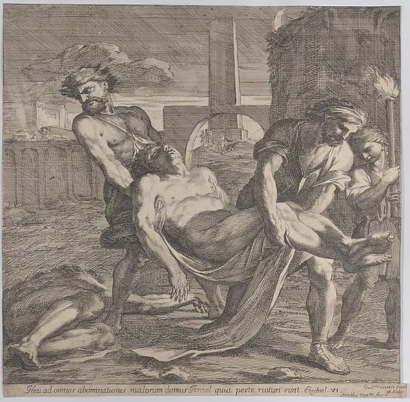 Abdon and Sennen carrying the early Christian martyrs off for burial, by Guillaume Courtois
