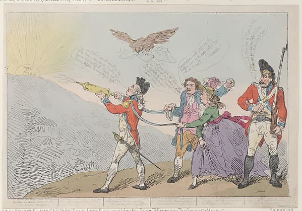 Col. Topham Endeavoring with his Squirt to Extinguish the Genius of Holman, by Thomas Rowlandson