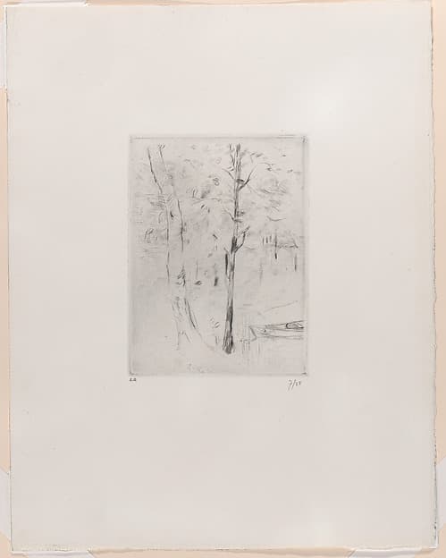 Landscape (Tree-trunks near a River), by Berthe Morisot