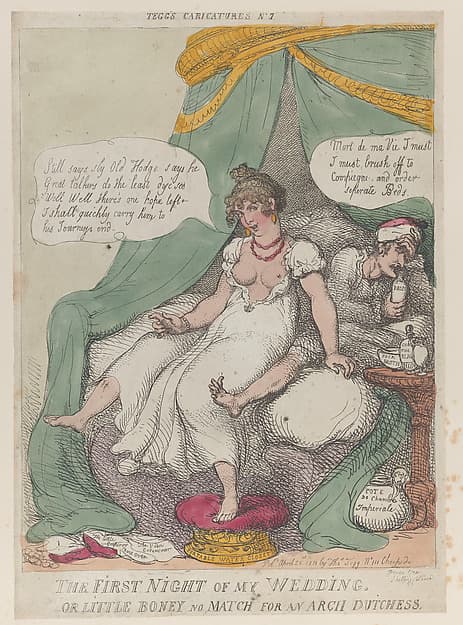 The First Night of My Wedding, or Little Boney No Match For an Arch Dutchess, by Thomas Rowlandson