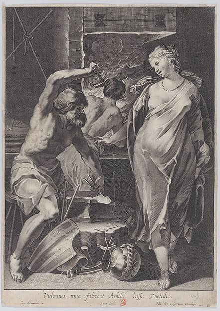 Vulcan forging the armor of Achilles, by Pierre Daret