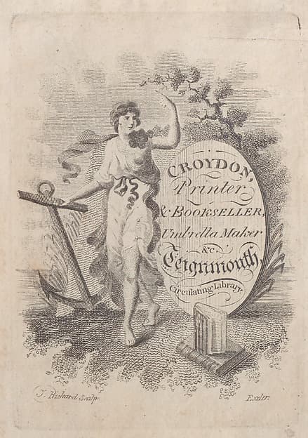 Trade Card for Croydon, Printer, Bookseller, and Umbrella Maker, by T. Rickard