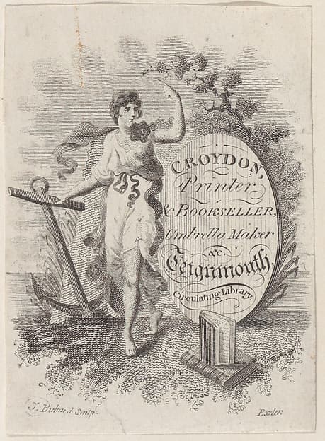 Trade Card for Croydon, Printer, Bookseller, and Umbrella Maker, by T. Rickard