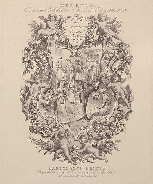 Advertisement for Memento, Inventions Exhibition, South Kensington, 1885, by Francesco Bartolozzi