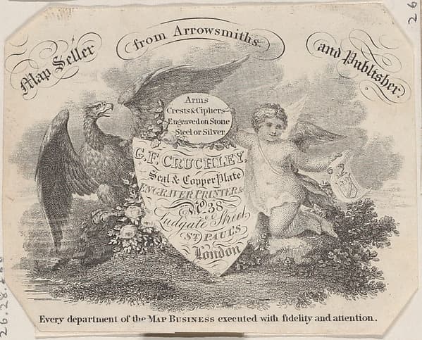Trade Card for G.F. Cruchley, Map Seller and Publisher, by Anonymous, British, 19th century
