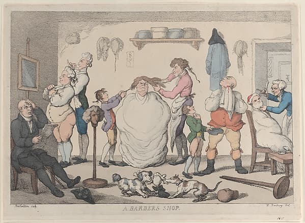 A Barber's Shop, by Thomas Rowlandson