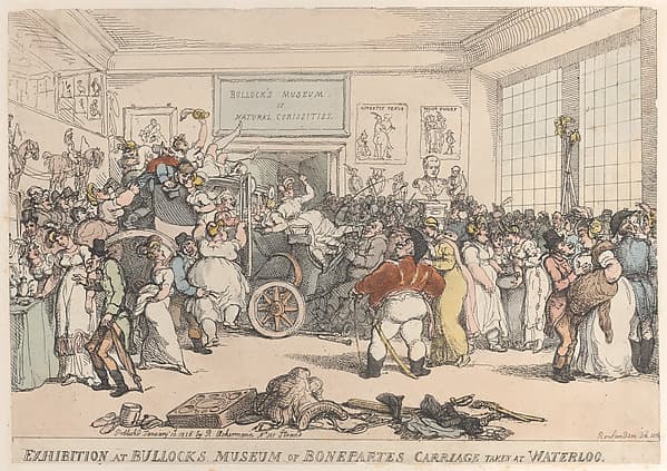Exhibition at Bullock's Museum of Bonaparte's Carriage Taken at Waterloo, by Thomas Rowlandson