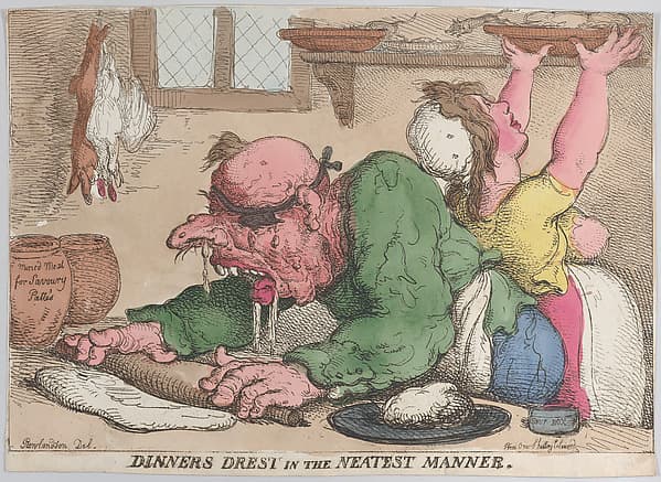 Dinners Drest in the Neatest Manner, by Thomas Rowlandson