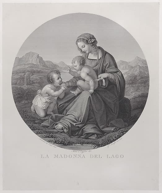 Virgin and Child with the infant Saint John the Baptist, before a landscape, in a tondo (La Madonna del Lago), by Giuseppe Longhi