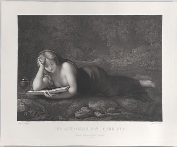 Mary Magdalene reading in the desert, by Johann Heinrich Friedrich Ludwig Knolle