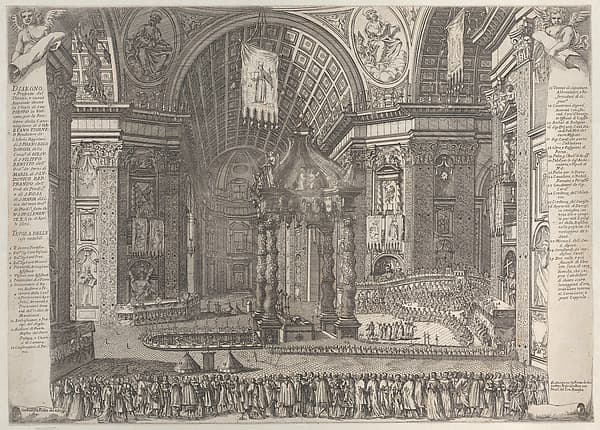 Theater in Saint Peter's Basilica for the Canonization of Gaetano Thiene and Francis Borgia on April 12, 1671, by Giovanni Battista Falda