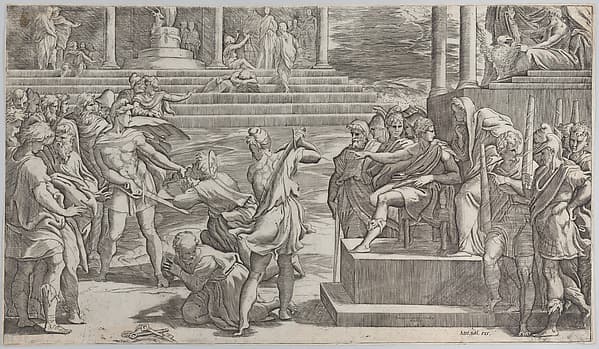 The martyrdom of Saint Paul and the condemnation of Saint Peter, by Giovanni Jacopo Caraglio