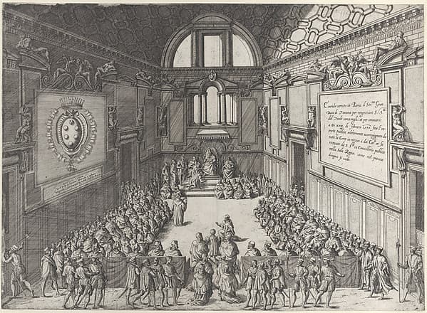 Audience given by Pope Pius V to Cosimo I, Duke of Tuscany, by Giovanni Ambrogio Brambilla