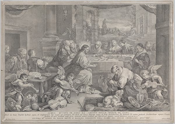 Christ turning wine into water at the wedding at Cana, by Pietro Monaco