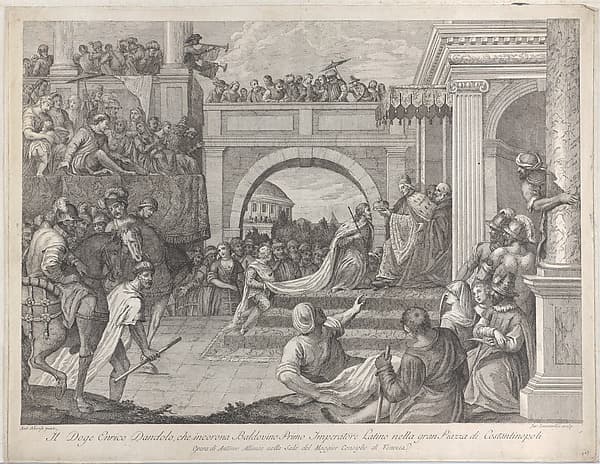 Doge Enrico Dandolo crowns Baldovino the first emperor of the Latin Empire of Constantinople, by Giacomo Leonardis