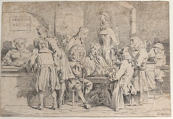 Playing Tric Trac, by Philippe Jacques de Loutherbourg