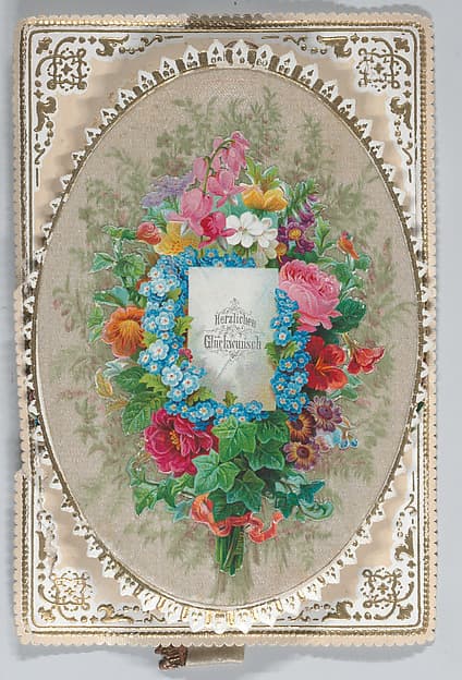 Valentine - Mechanical, pull tab bouquet, by Anonymous, German, 19th century