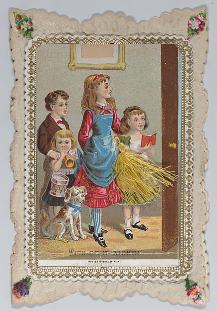 Valentine - Mechanical - pull down tassel reveals scene, by Anonymous, British, 19th century