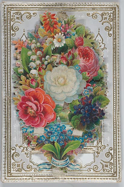 Valentine - Mechanical, flowers with hidden messages, sachet, by Anonymous, British, 19th century