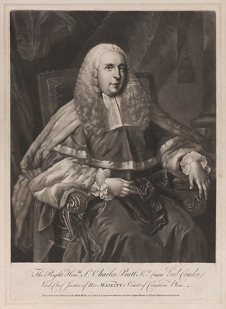 The Right Honorable Sir Charles Pratt, Knight, now Lord Camden, by John Faber, the Younger