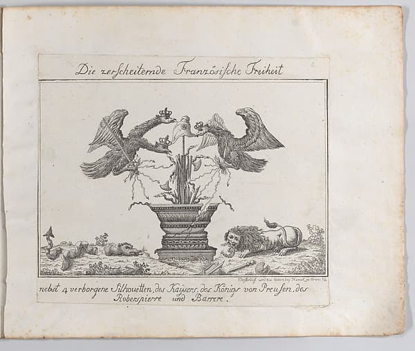 Allegory representing the freedom of France with four silhouettes, by Anonymous, German, 18th century