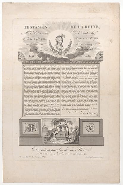 The testament and last words of Marie Antoinette, by Anonymous
