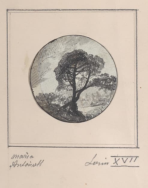 Landscape with hidden silhouettes of Marie Antoinette and the Dauphin, by Anonymous