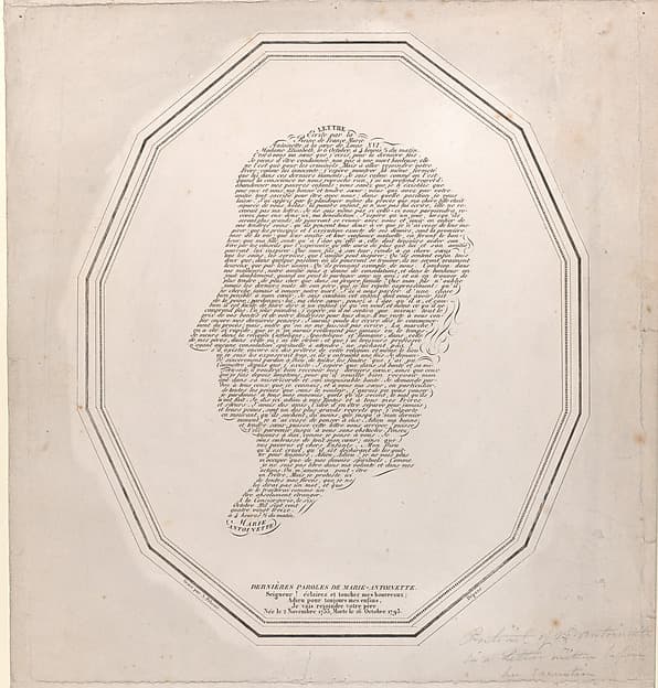 The last words of Marie Antoinette (Dernières Paroles de Marie Antoinette), by J. Pelicier