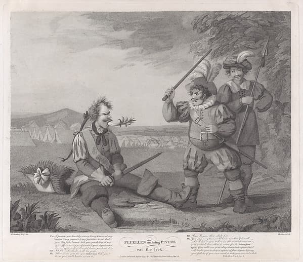 Fluellen Making Pistol Eat the Leek (Shakespeare, Henry V, Act 5, Scene 1), by Robert Mitchell Meadows