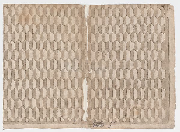 Sheet with overall abstract pattern, by Anonymous