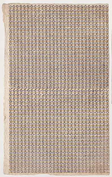Sheet with overall abstract pattern, by Anonymous