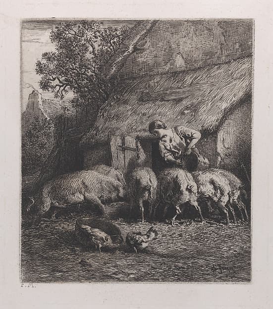 Woman Feeding Pigs, by Charles Jacque