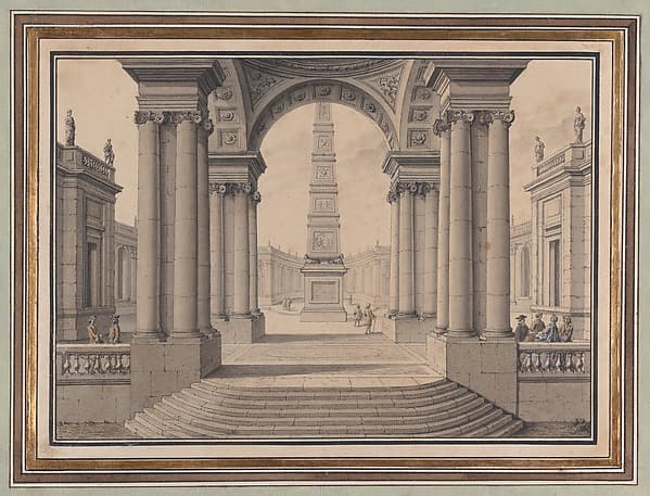 Architectural Capriccio with an Obelisk, by Louis Joseph Le Lorrain