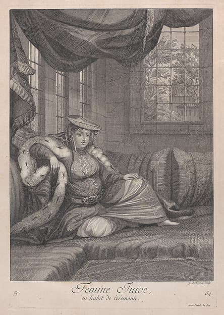 Femme Juive, en habit de cèrèmonie, plate 64 from "Recueil de cent estampes représentent differentes nations du Levant", by Jean Baptiste Vanmour