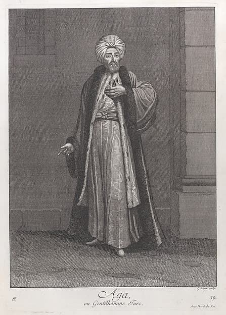 Aga, ou Gentilhomme Turc, plate 39 from "Recueil de cent estampes représentent differentes nations du Levant", by Jean Baptiste Vanmour