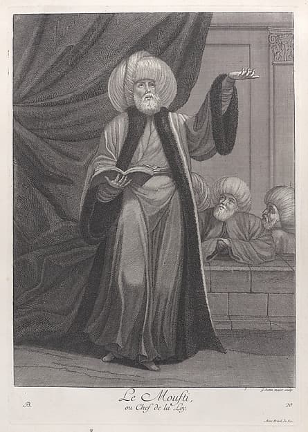 Le Moufti, ou Chef de la Loy, plate 20 from "Recueil de cent estampes représentent differentes nations du Levant", by Jean Baptiste Vanmour