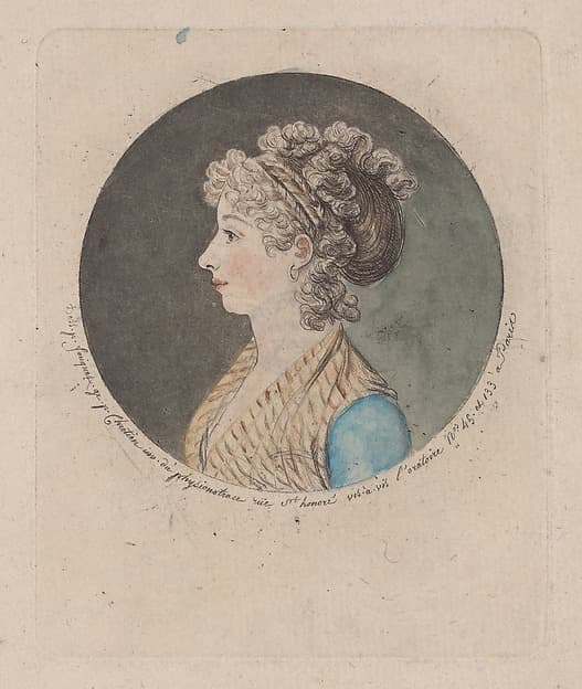 Portrait of an unknown lady, to left, by Gilles Louis Chrétien