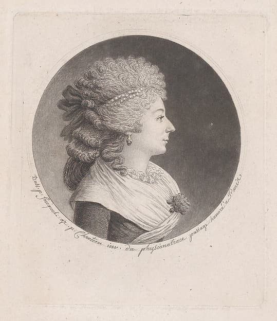 Portrait of a lady with elaborately curled hair, by Gilles Louis Chrétien