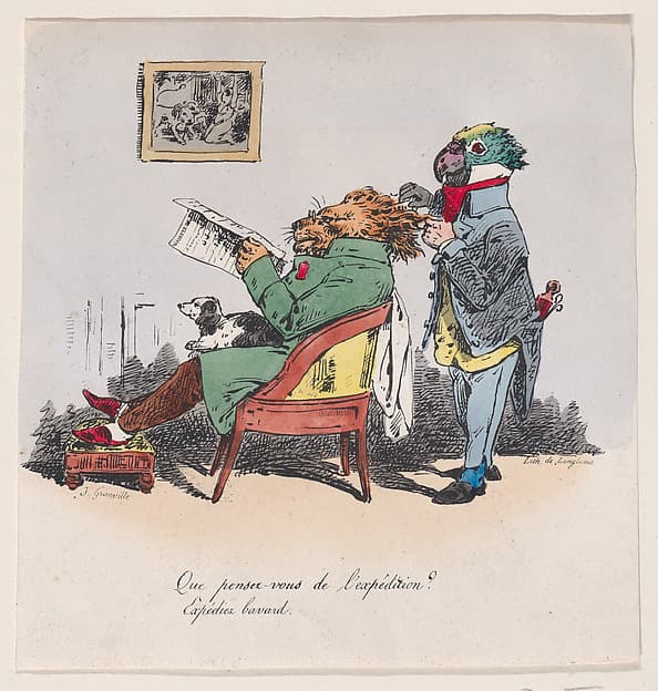 What do you think of the expedition?, from "Metamorphoses of the Day", by J. J. Grandville