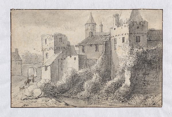 The Winsertor on the Messberg Hamburg (recto); View of the City Walls of Hamburg (verso), by Anthonie Waterloo
