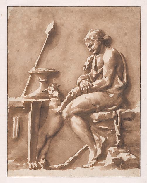 Copy of an Antique Bas Relief: Dionysus Seated by a Table, by Jan de Bisschop