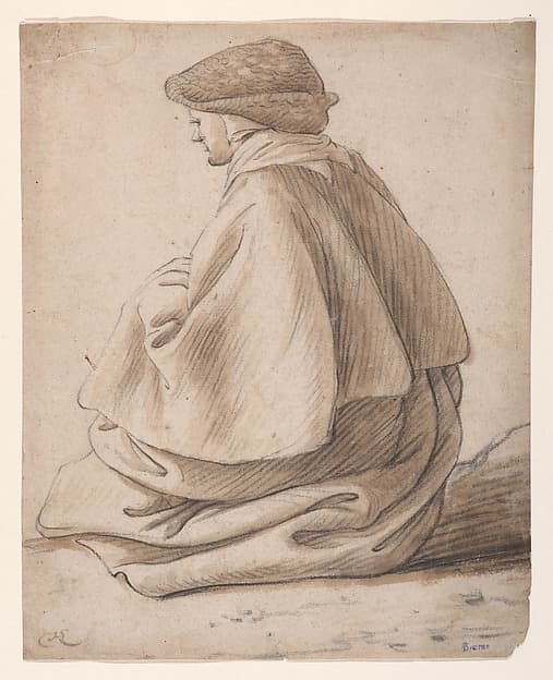 Study of a Seated Peasant Woman, Viewed from Behind and to the Left, by Herman Saftleven II