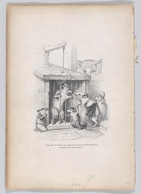 He tells us: don't cry, Act!, from "Scenes from the Private and Public Life of Animals", by J. J. Grandville