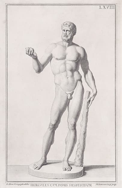 Plate LXVIII (68): Hercules, from "Museum Florentinum" (Statuae antiquae dorum et virorum illustrium), by Marcantonio Corsi