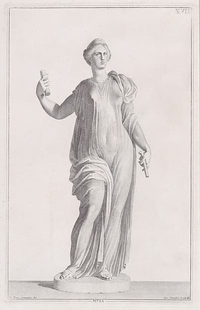 Plate XVII (17): A Muse, from "Museum Florentinum" (Statuae antiquae dorum et virorum illustrium), by Carlo Orsolini