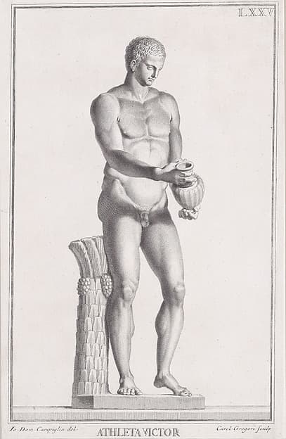 Plate LXXV (75): Male Athlete, from "Museum Florentinum" (Statuae antiquae dorum et virorum illustrium), by Carlo Gregori